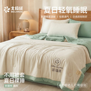 北极绒26新款A类新疆棉花纯色撞色双拼夏被夏凉被空调被四季被