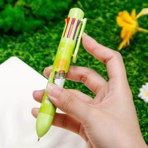 齐心八色圆珠笔卡通彩色笔按压圆珠笔礼物小朋友创意学生文具0.7mm【人生是旷野】