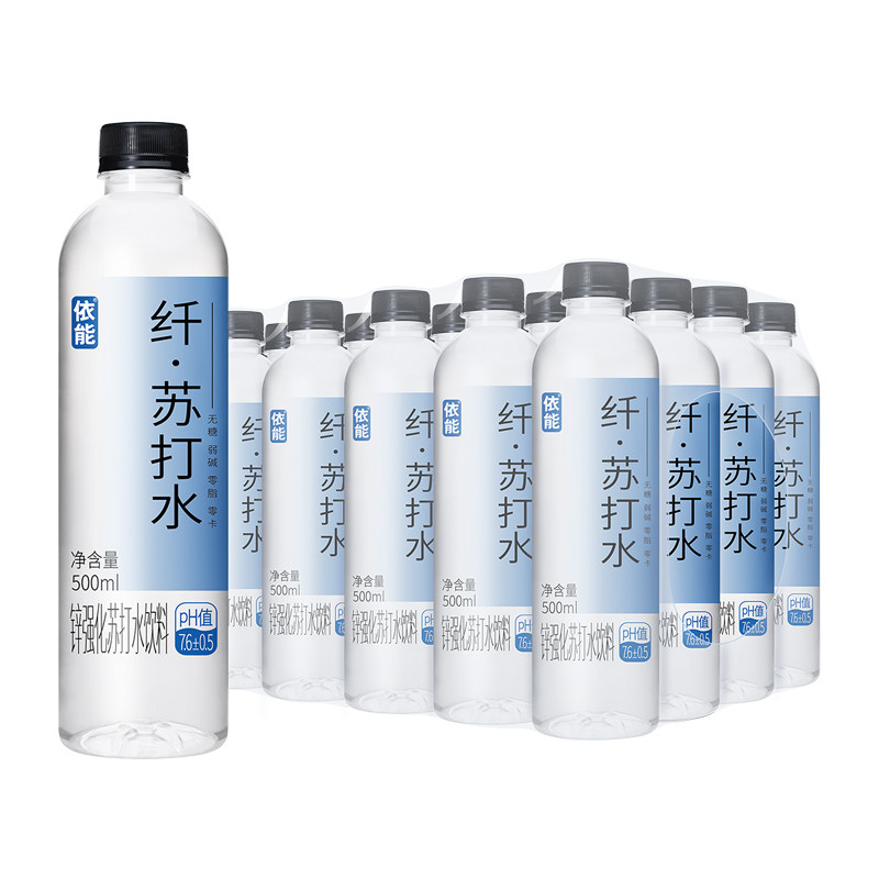 依能苏打水饮料锌强化青柠白桃口味无糖弱碱性饮用水500ml*24包邮 13.57元