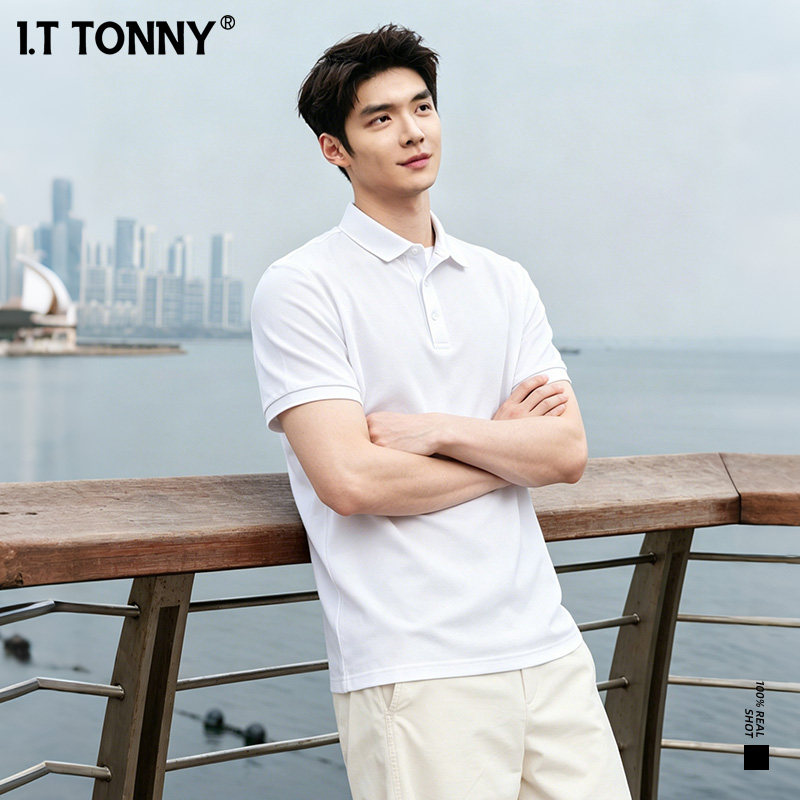 官方I.T TONNY夏季简约Polo衫翻领短袖男士纯色轻奢商务休闲GGX 24.9元