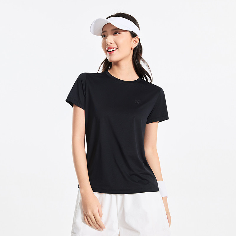 鸿星尔克速干短袖女款夏季新款女士运动服冰丝t恤妈妈上衣速干衣 59元