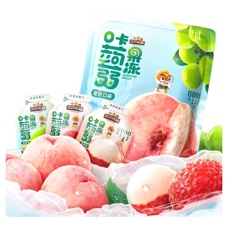 【三只松鼠_混合蒟蒻果冻】魔芋0糖0脂0卡解馋小吃零食儿童下午茶 8.9元