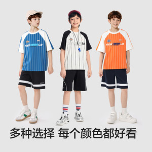 巴拉巴拉童装男童短袖t恤儿童2026新款夏装大童拼色上衣复古球衣