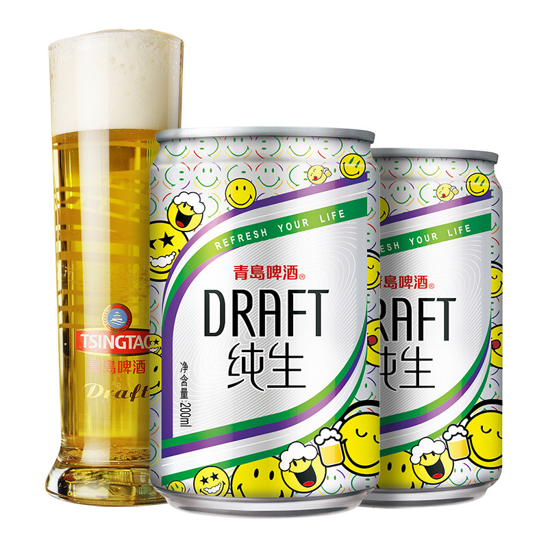 青岛啤酒纯生200ml*24听迷你小罐 64元