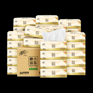 【下拉享优惠】清风抽纸棉柔原木4层加厚面巾纸餐巾纸新老随机发
