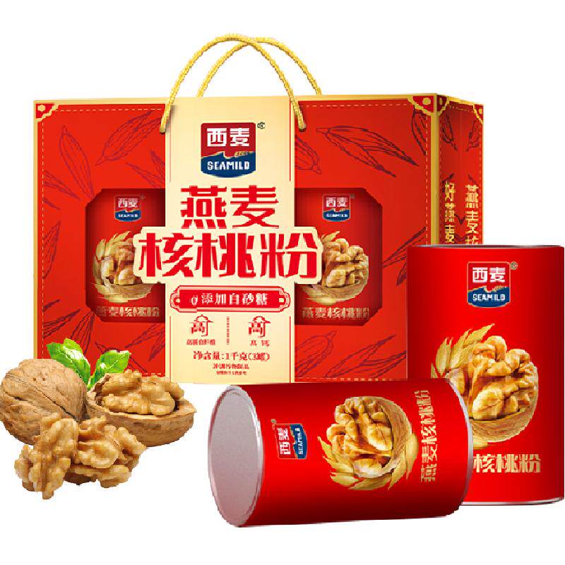 【精美礼盒】西麦燕麦片核桃粉礼盒1000g*1盒中老年健康冲饮代餐 42.21元