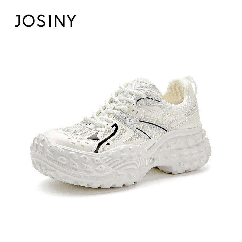 Josiny/卓诗尼法式玛丽珍鞋女透气通勤百搭网面单鞋老爹鞋小白鞋 89元