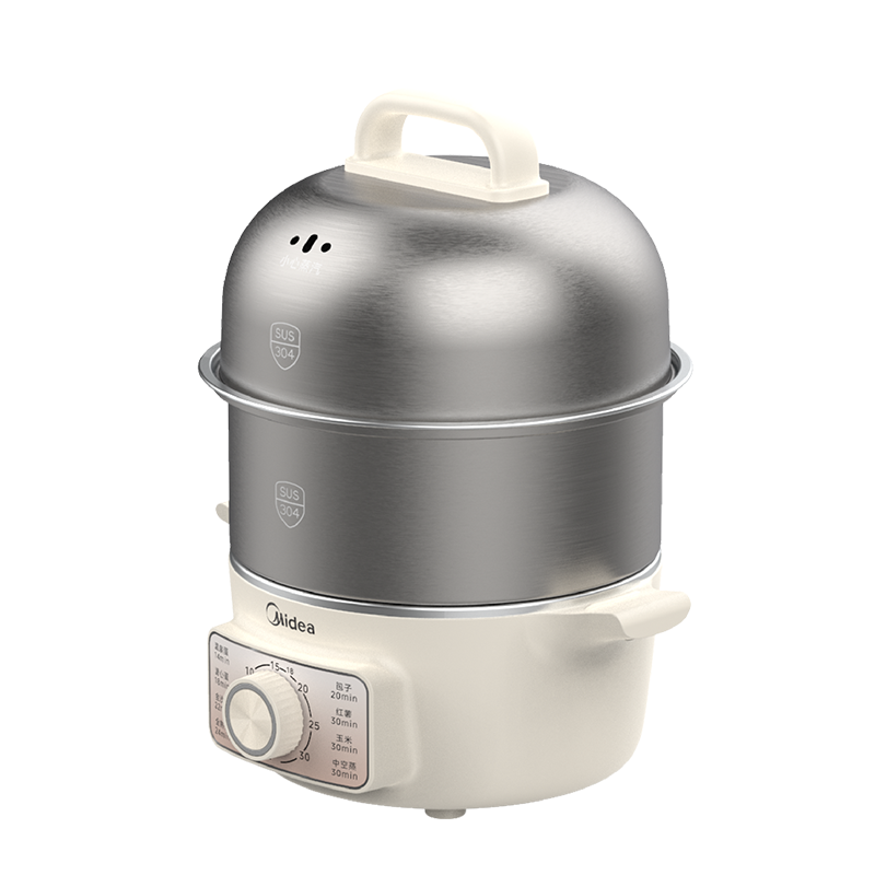 美的煮蛋器蒸蛋器双层家用自动断电神器防干烧不锈钢家用电蒸锅