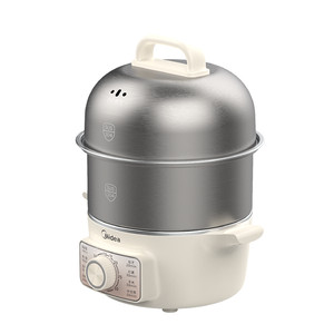 美的煮蛋器蒸蛋器双层家用自动断电神器防干烧不锈钢家用电蒸锅