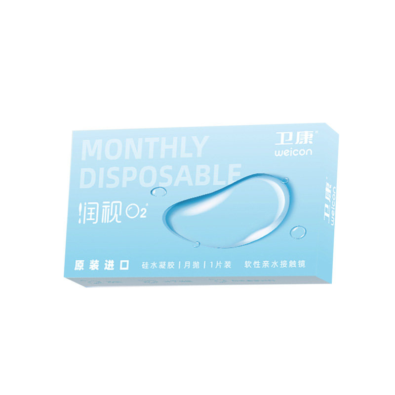 卫康润视O2隐形眼镜透明月抛6片高透氧硅水凝胶旗舰店正品水润 75.52元