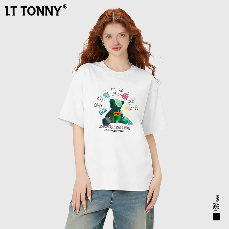 潮牌I.T TONNY情侣同款高街潮牌美式夏季短袖男女同款复古风MD 69.6元