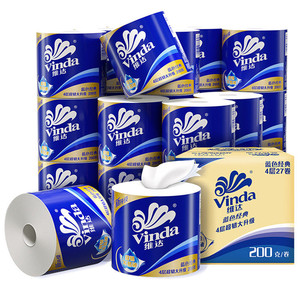 【618狂欢节】维达卷纸蓝色经典有芯4层200g卫生纸巾家用实惠装