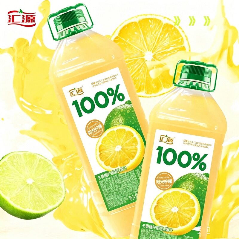 汇源果汁100%阳光柠檬混合果汁2L*2瓶家庭朋友聚会饮料 30.38元