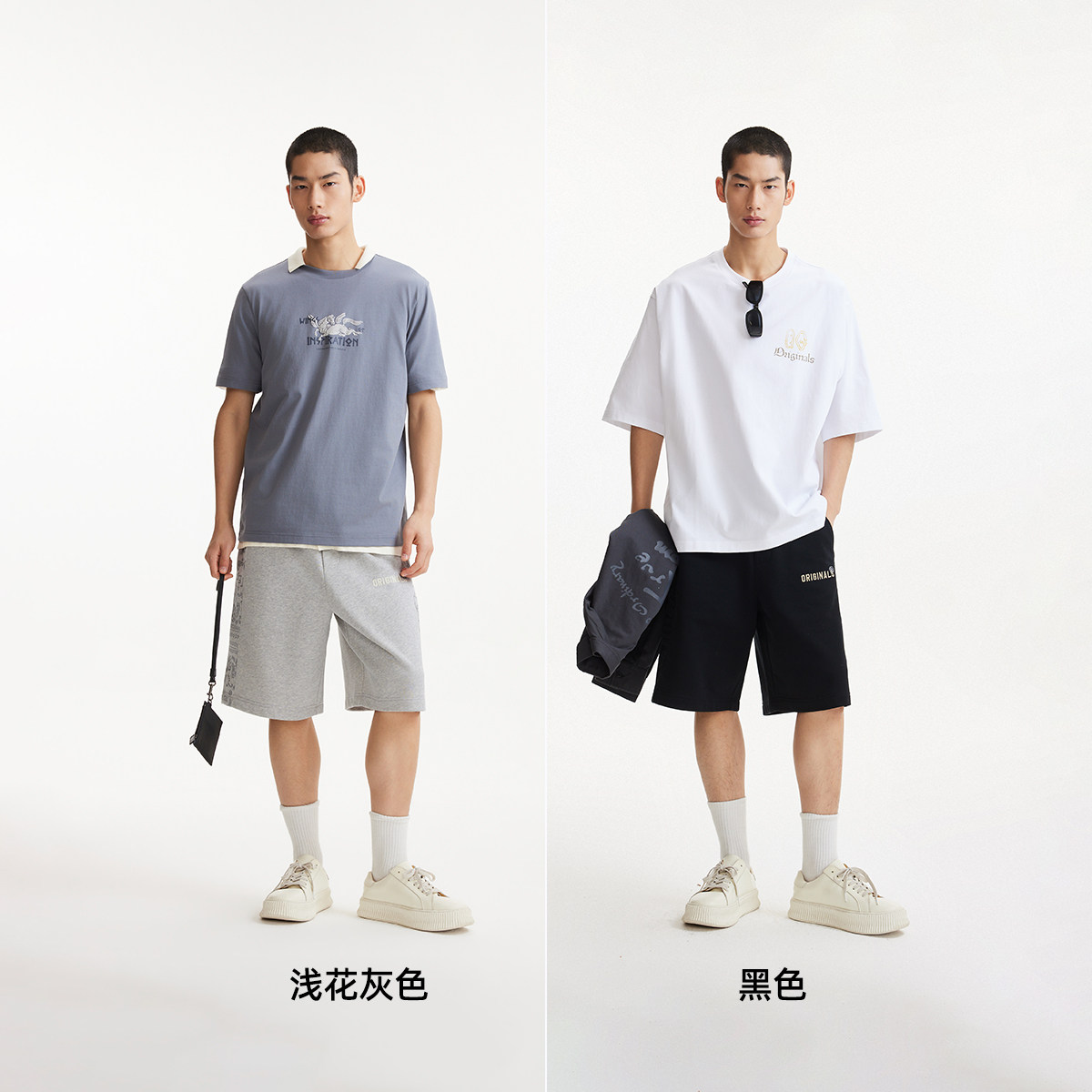 [凉感]杰克琼斯男装夏季新款纯色短裤六分卫裤宽松腰果花拼接男款 225元