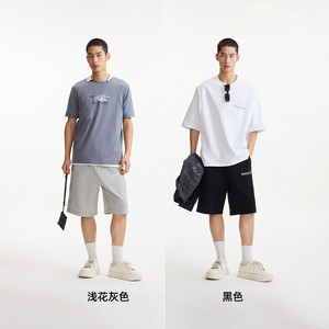 [凉感]杰克琼斯男装夏季新款纯色短裤六分卫裤宽松腰果花拼接男款