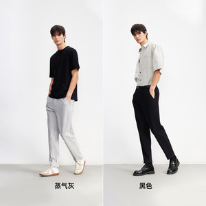 杰克琼斯男装夏季新款吸湿透气不易起皱商务锥形休闲裤男款长裤子