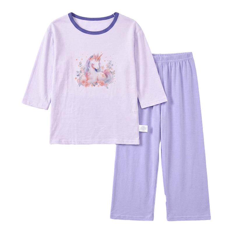 红豆儿童睡衣纯棉家居服男童女童7A抗菌睡衣学生中大童空调服套装 29.9元