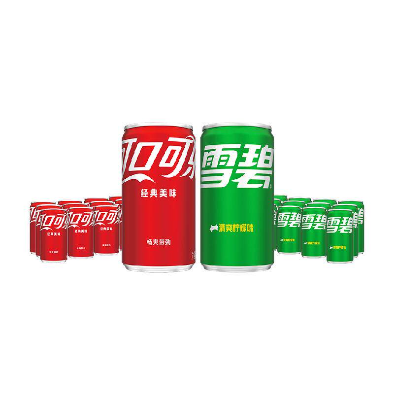 可口可乐碳酸饮料mini罐200ml*12罐+雪碧mini罐200ml*12罐整箱 34.4元