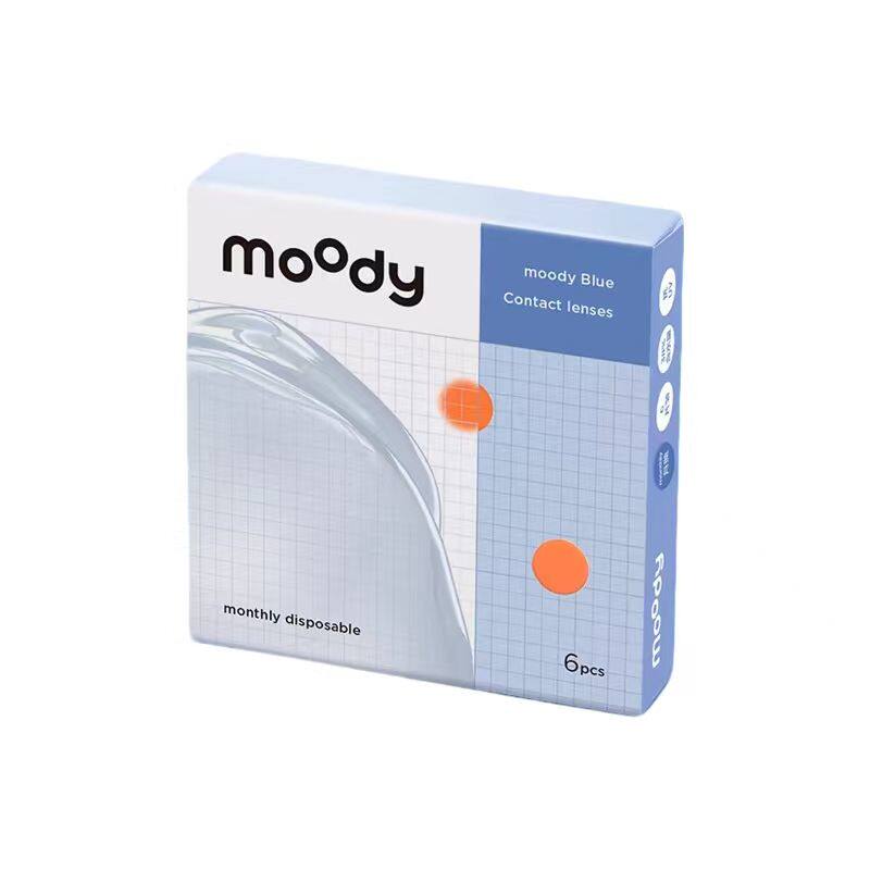 moody小蓝片月抛隐形眼镜2片/6片新手友好舒适清透小直径水润持久 29元