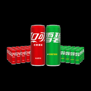 可口可乐碳酸饮料330ml*24罐+雪碧330ml*24罐多种包装随机发货