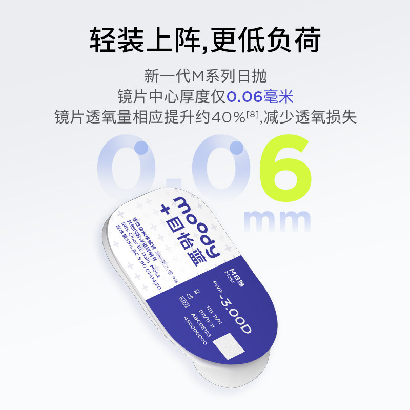 重磅新品Moody透明隐形眼镜bule目怡蓝日抛M系列10/30片官旗正品 29元