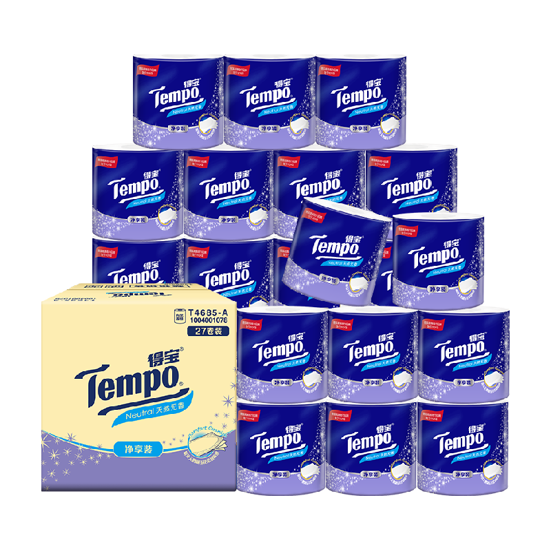 【新品上市】Tempo/得宝卷纸4层有芯卫生纸厕纸卷筒纸家用箱装 68.41元