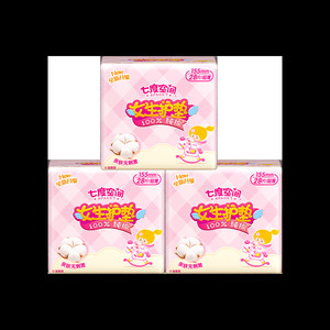 【下拉享优惠】七度空间卫生巾纯棉护垫姨妈巾155mm官方正品