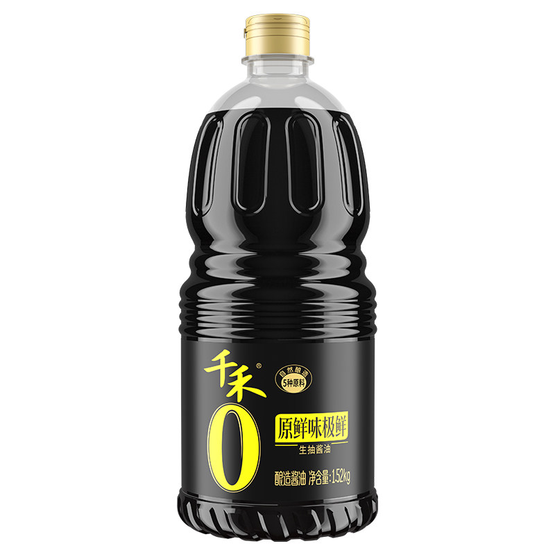 【百亿补贴】千禾0 原鲜味极鲜生抽酱油1.52kg*1瓶粮食酿造零添加 13.9元