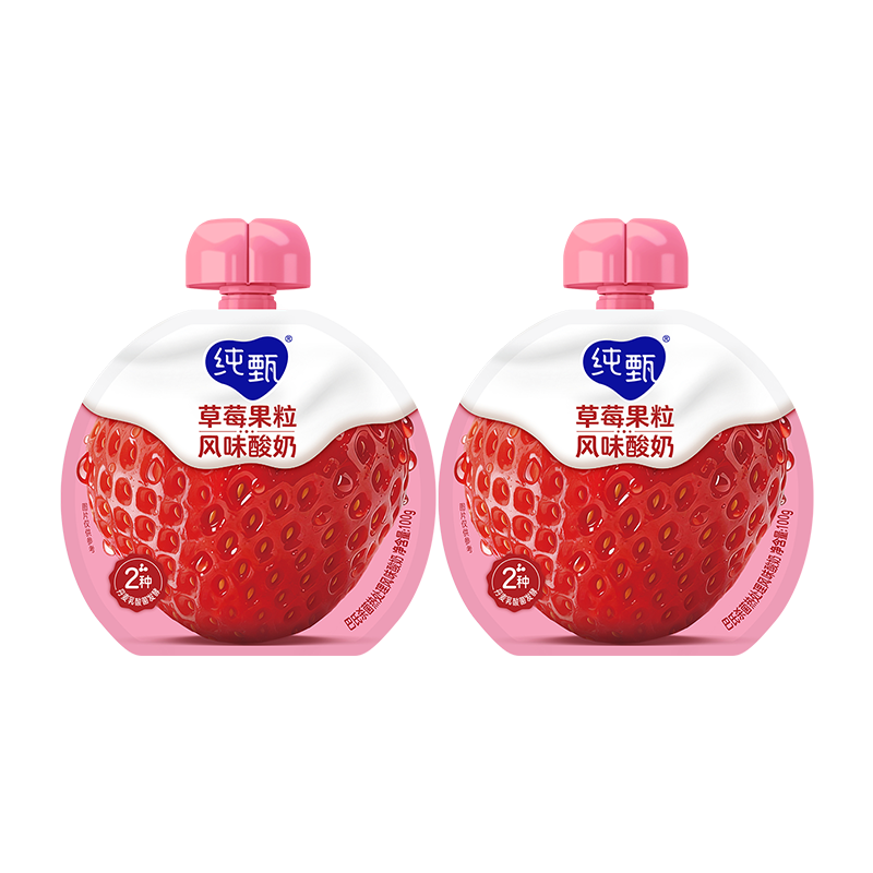 【推荐】纯甄草莓果粒风味酸奶吸吸酸奶100g×2包官方旗舰店 28.9元