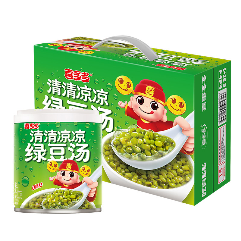 喜多多绿豆汤小罐装200g*12罐绿豆冰沙 夏季清凉解暑水果罐头饮料 26.2元