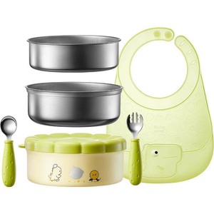 babycare宝宝外出七合一辅食碗不锈钢叉勺便携儿童外出碗餐具套装