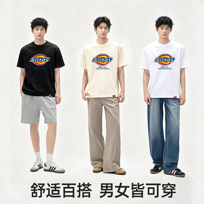 Dickies纯棉短袖t恤男士夏季2026新款美式潮牌痞帅重磅情侣装上衣