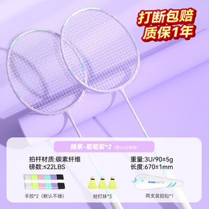 川崎官方旗舰店羽毛球拍碳素复合学生入门初学耐打均衡单双拍