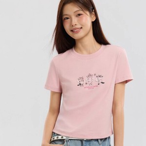 美特斯邦威t恤女2026夏季新款修身短款上衣圆领针织休闲显瘦短袖