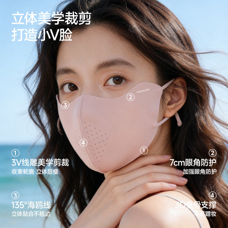 MissWiss轻凉防晒口罩女防紫外线护眼角高颜值2026新款防晒面罩 12.9元