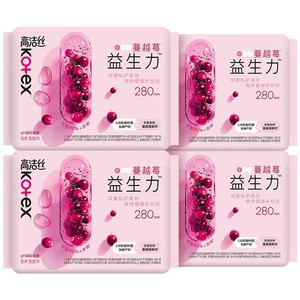 高洁丝卫生巾蔓越莓益生力280mm24片日夜用姨妈巾