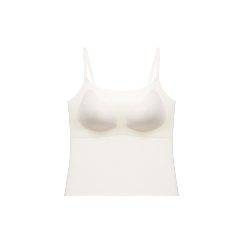 曼妮芬棉质生活女士背心带胸罩一体式夏薄款无痕打底吊带内衣bra 214元