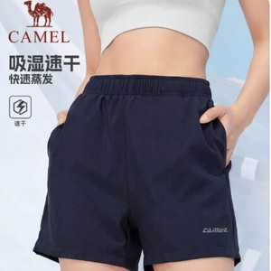 骆驼运动速干短裤女士夏季跑步中裤薄款男士宽松透气休闲五分裤子