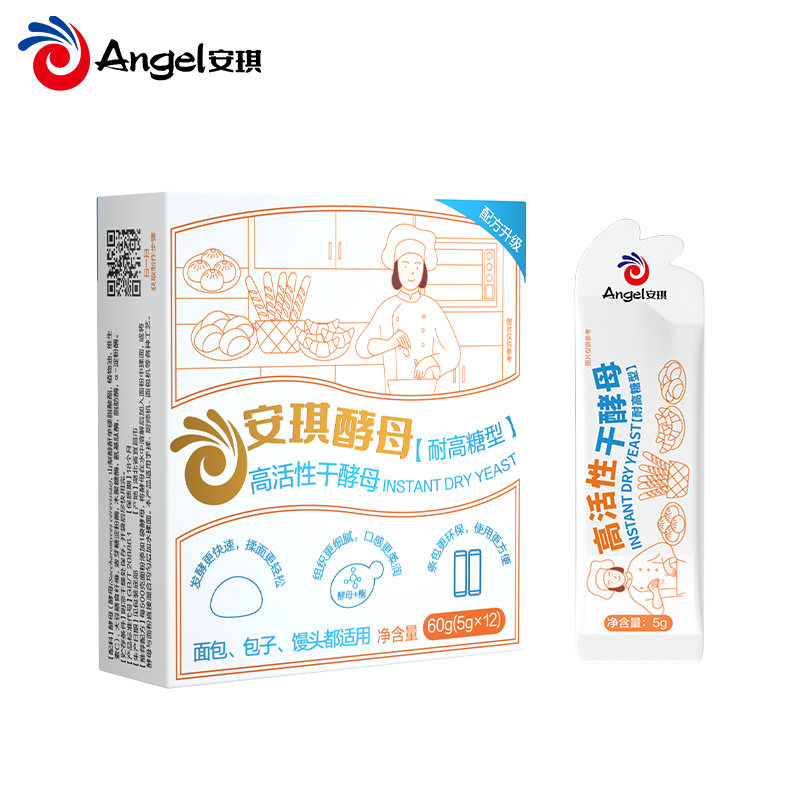 安琪小白条酵母5g*12包耐高糖高活性干酵母粉 家用包子面包发酵粉 12.9元