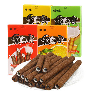 旺旺黑白配夹心卷56g*4盒混合味休闲食品儿童零食小吃夹心饼干