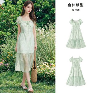 超值购01-森马连衣裙女收腰修身显瘦chic复古夏季撞色短裙-TK