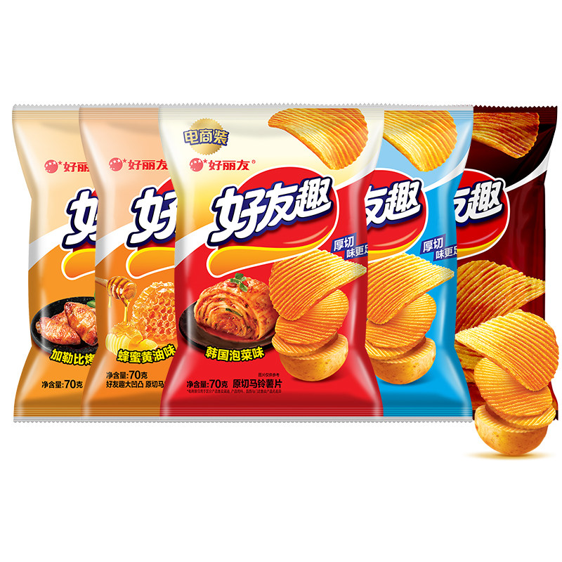 好丽友好友趣薯片韩国泡菜火鸡面有趣蜂蜜黄油土豆零食见手青香菜