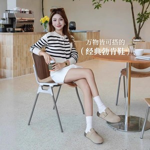 骆驼勃肯鞋女鞋2026夏季新款复古厚底懒人一脚蹬百搭包头外穿拖鞋