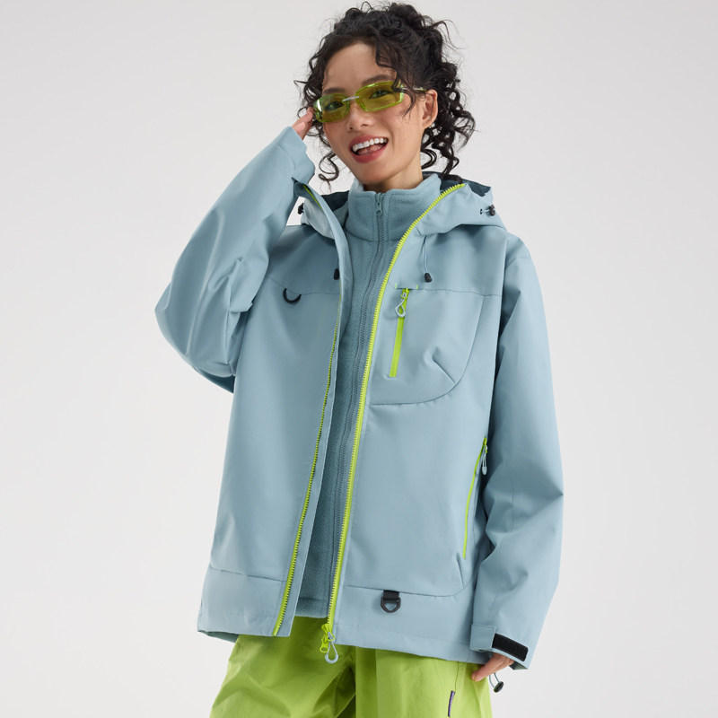 雅鹿三合一冲锋夹克外套男女同款秋冬加绒内胆宽松户外运动登山服 149元