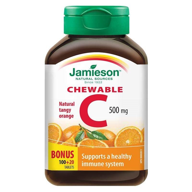 jamieson健美生维生素cvc咀嚼片维c果肉120片橙味进口VC维他命C 49元