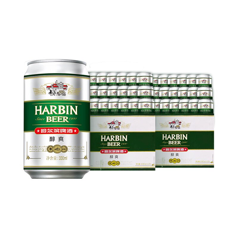 哈尔滨啤酒哈啤醇爽9度330ml*24听*2箱听装整箱啤酒组合装
