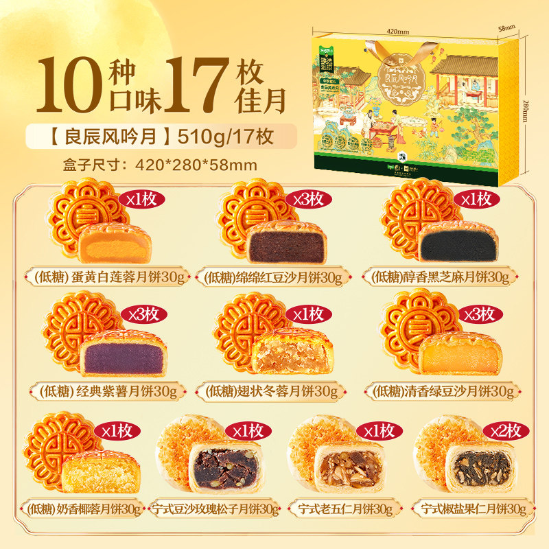 良品铺子中秋节低糖月饼礼盒2026新款送礼蛋黄莲蓉糕点心零食团购 19.9元