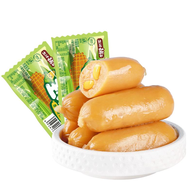 盐津铺子玉米肠即食香辣肠火腿肠热狗肠整箱香肠烤肠休闲小吃零食 18.9元