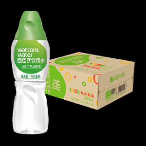 屈臣氏蒸馏水饮用水纯净水280ml*35瓶整箱补水泡茶护肤非矿泉水