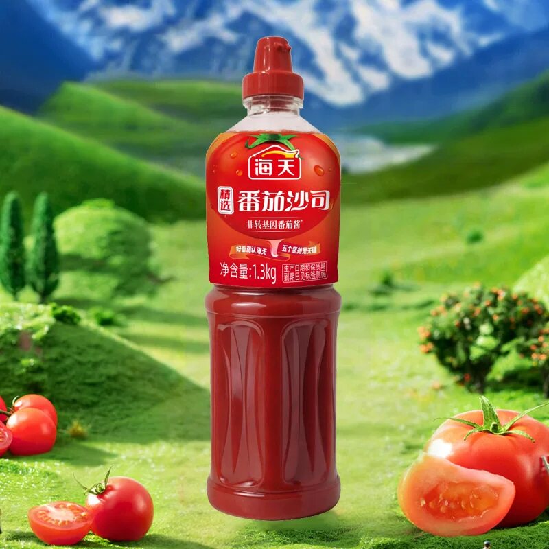 海天精选番茄沙司1.3kg大瓶挤挤装家用商用摆摊拌面冷意面蕃茄膏 11.81元